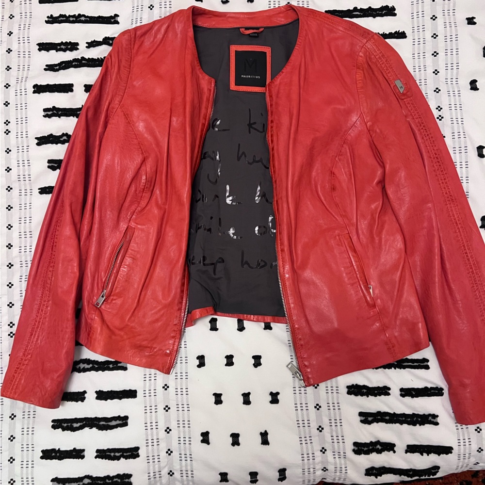 Genuine leather red jacket, very soft